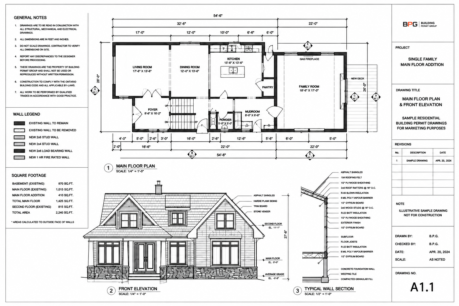 Residential zoning and minor variance planning drawings for a Toronto property