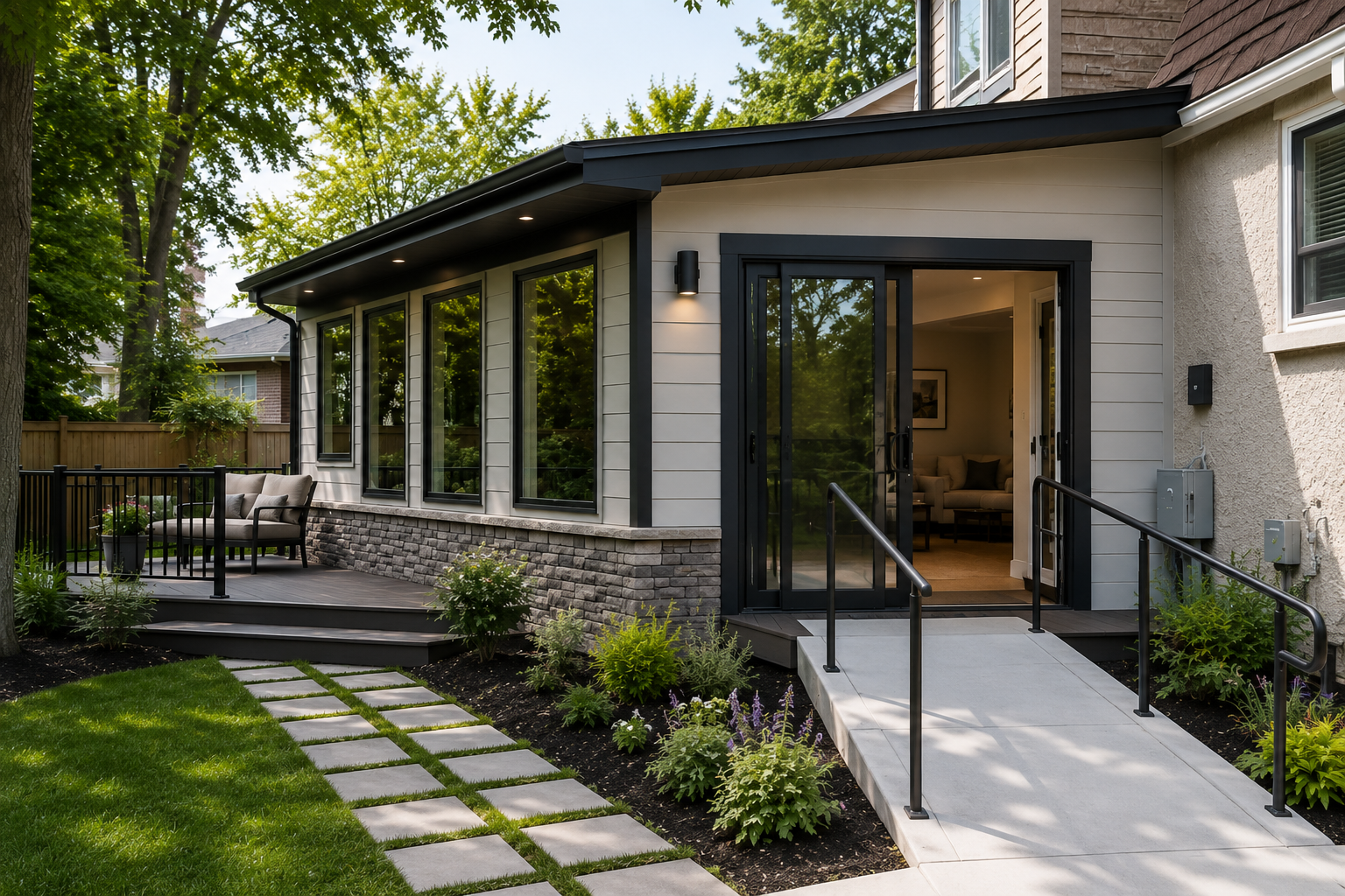 Accessible rear addition to a residential home