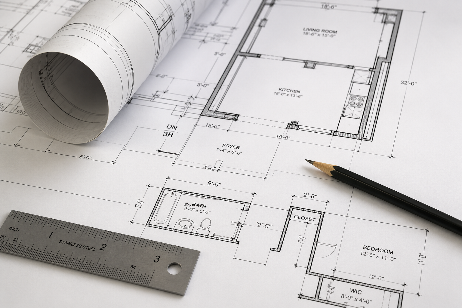 Residential architectural building permit drawings