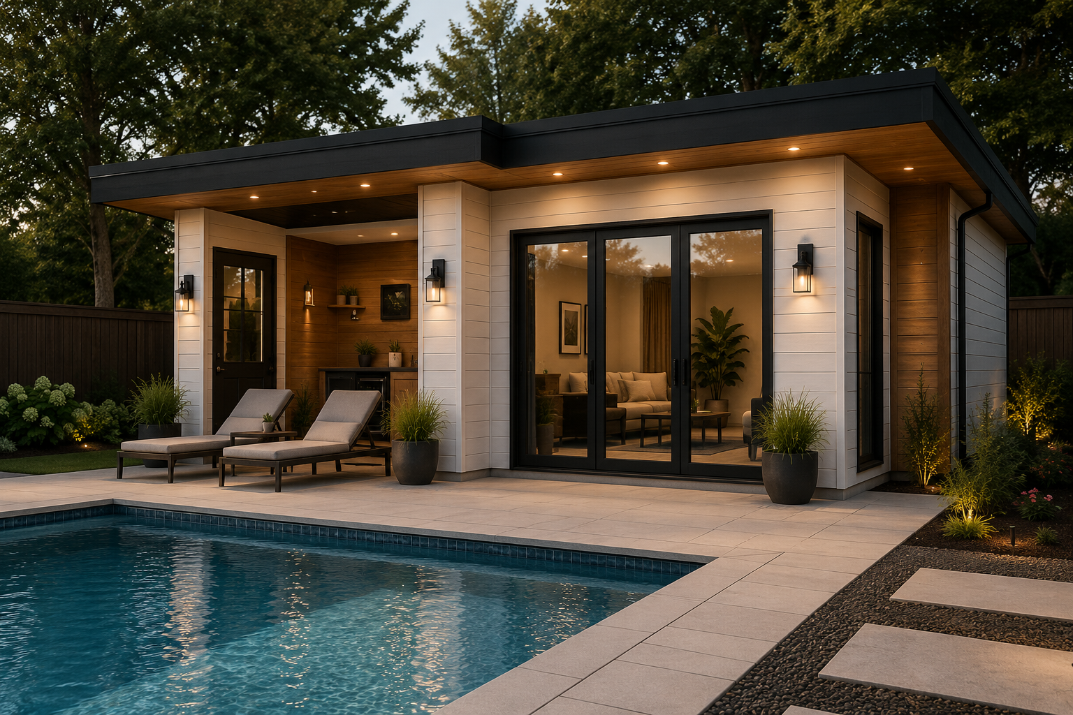 Accessory structure permit project for a backyard cabana and pool house