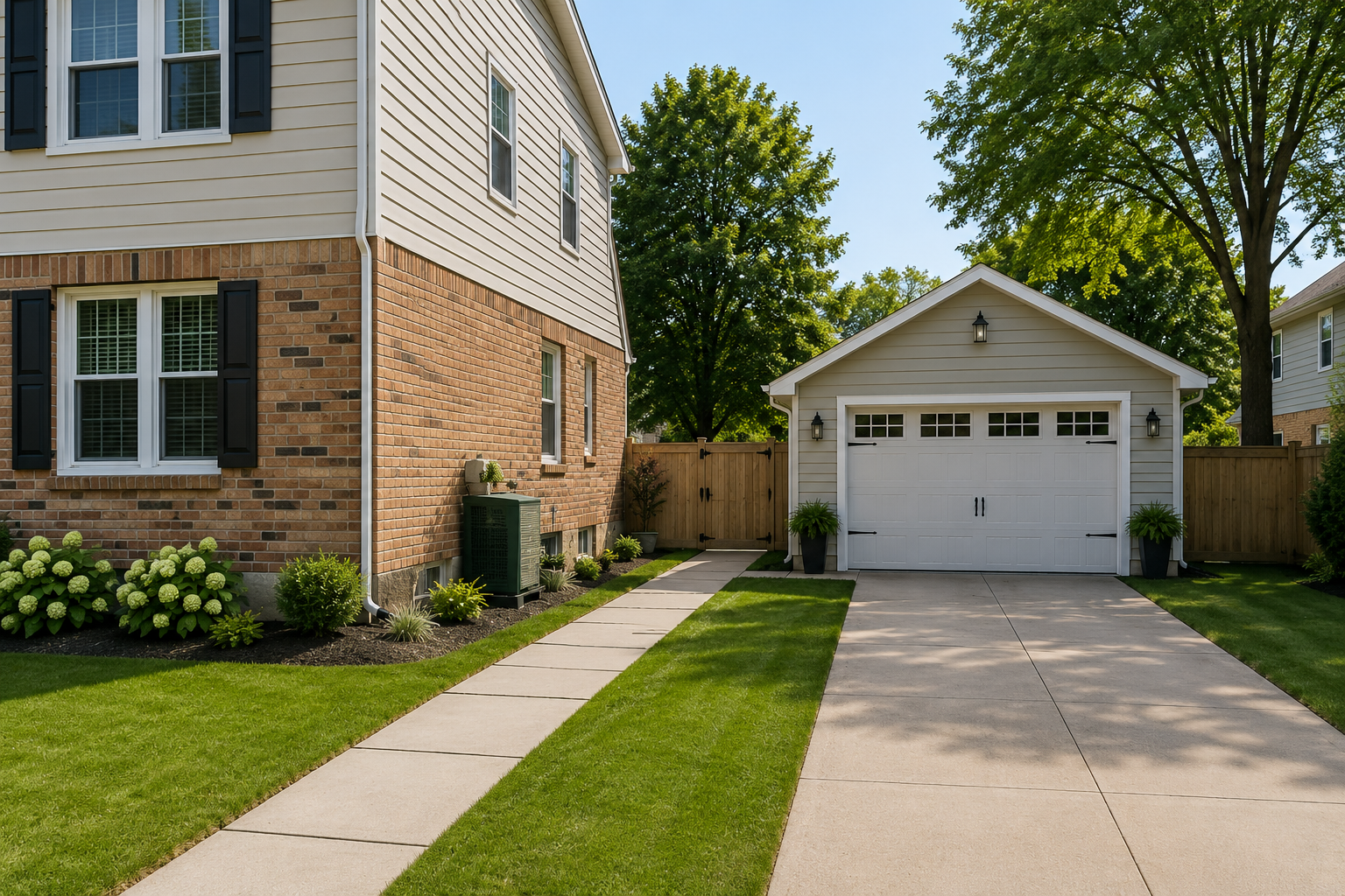 Detached garage separated from the main house