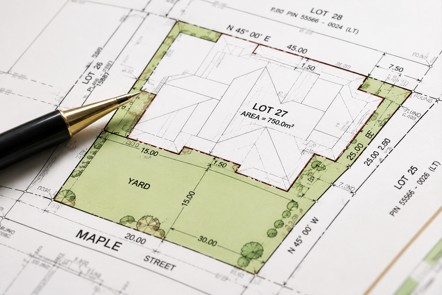Residential site plan used for zoning and minor variance review